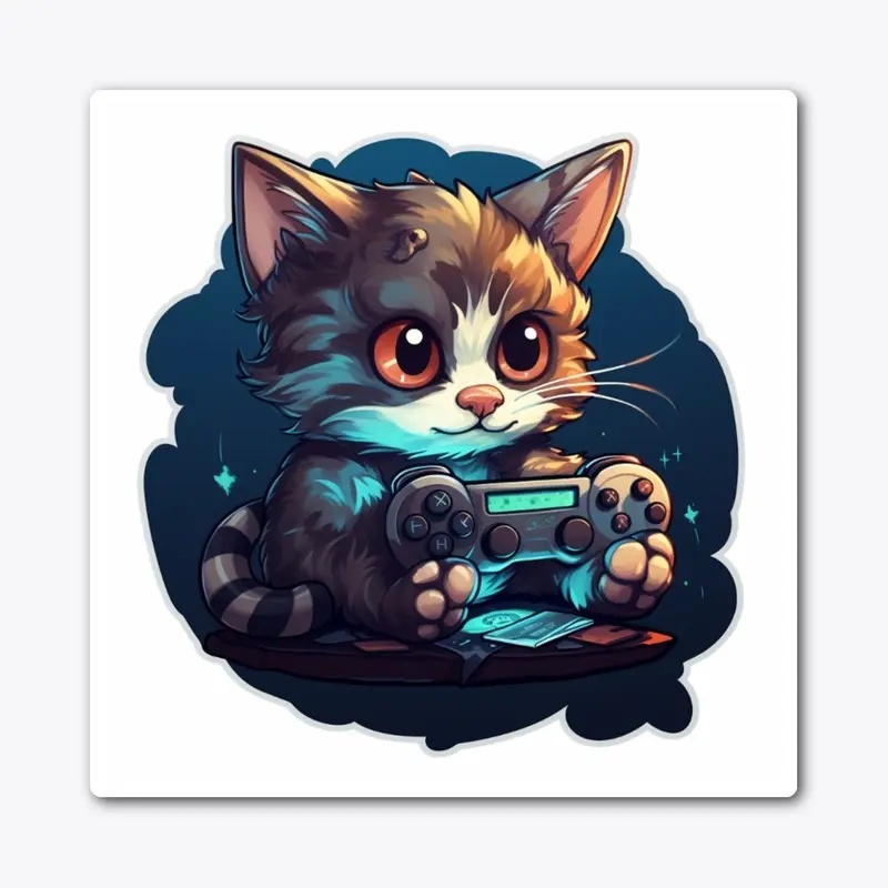 Kitten Playing Video Games 